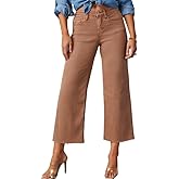 Allimy Womens High Waisted Capri Pants Wide Leg Pants Woman Cropped Jeans Baggy Barrel Jeans for Women Trendy Rust Size 12