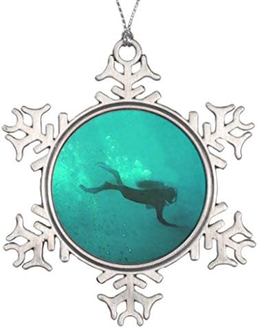 Vehfa Decorations Personalized Ornament Ocean Scuba Diver Snowflake Pewter Christmas Ornament