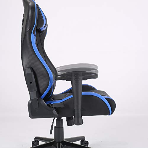 SIMHOO Big and Tall Gaming Chair High Back Ergonomic Chair Large Video Game Chair Heavy Duty Adjustable Recliner with Headrest and Massage Lumbar (Blue)