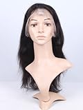 TRENDS INC Hair 16 inch Full Lace Wig 100% Straight Human Hair #1B Natural Black