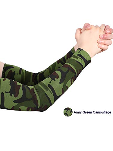 Mudder 8 Pairs Unisex UV Protection Arm Cooling Sleeves Ice Silk Arm Cover(Army Green Camouflage)