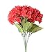 Youngman 5 Heads Hydrangea Beautiful Artificial Flower Bunch Bouquet Home Wedding Decor (Red)