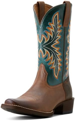 Ariat Men\'s Layton Brown/ Blue Leather Soft Toe Size 6 Western Cowboy Boots Amazon.com | ARIAT BMVY9 Mens Layton Western Boot Weathered  main image 3