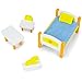 Wooden Dollhouse Furniture|Made of Safe Wood and Bright Water-Based Paint|Compatible with Most Doll Houses|Children's Bedroom
