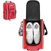 Wolt Golf Shoe Bag - Sports & Travel Shoes Carrier Bags with Ventilation & Double Outside Accessory Pocket for Socks, Tees, Golf Balls, Etc. for Women and Men (Red)