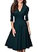 Miusol Women's Retro Deep-V Neck Half Sleeve Vintage Cocktail Swing Dress,Green,Medium