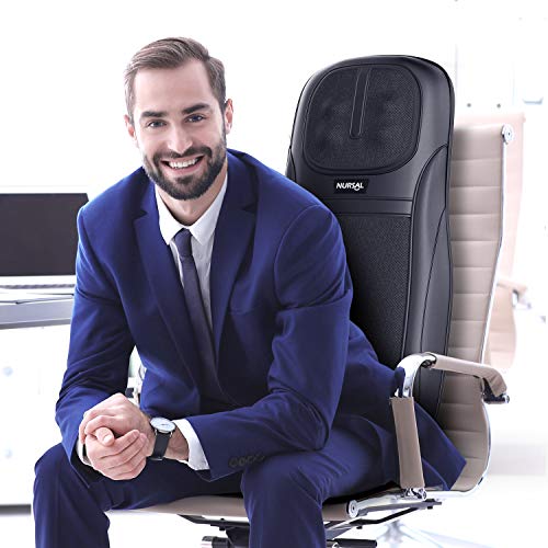 NURSAL Back and Neck Massager Shiatsu Massage Seat Cushion with Heat Function, Deep Kneading Self-Massager with Vibrations - Office, Home & Car