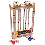 Amish-Crafted Deluxe Maple-Wood Croquet Game Set, 6 Player (Three 28
