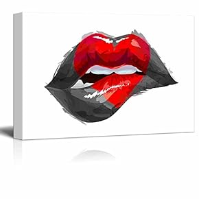 Red Heart On Sexy Lips - Canvas Art