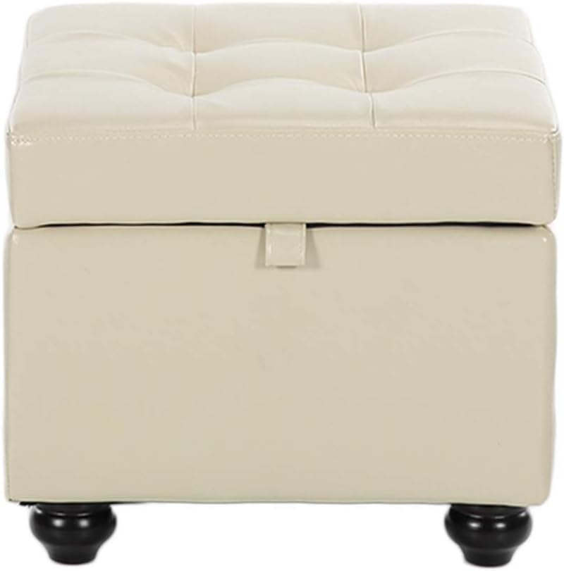 JYKOO Ottoman Footstool, Pu Leather Stool, Sofa Stool Shoe Bench, Modern Living Room Fashion Stool,Beige