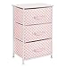 mDesign Storage Dresser End/Side Table Night Stand Tower Unit with 3 Removable Fabric Drawers - Organizer for Baby, Kid, and Teen Bedroom, Nursery, Playroom, or Dorm, Pink/White Polka Dot