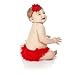 Aeiniwer juDanzy Ruffle Chiffon or Satin Tutu All Around Bloomer Diaper Cover (6-24 Months, Red)