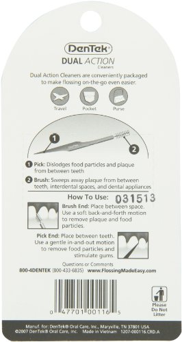 DenTek Dual Action Cleaner | Sweeps Away Plaque and Helps Fight Gingivitis | 20 Picks | Pack of 6