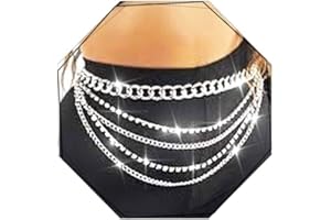 REETAN Waist Chain Belts Fashion Rhinestone Body Jewelry for Women