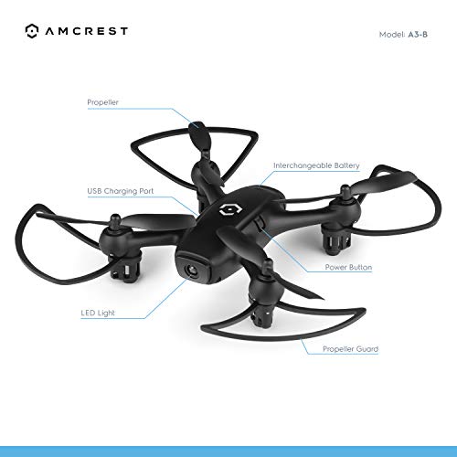 Amcrest Skylight MiniDrone w/LED Light, Training Drone for Kids & Beginners, RC Helicopter