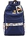 Leaper Canvas Backpack Bag Travel Daypack Handbag Navy Blue