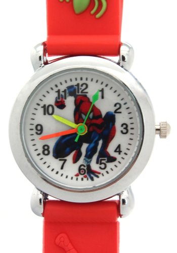 TimerMall Spider Man Pattern Silicone Band Sport Style Children's Watches Kids Boys Girls Wristwatch Easy Reader Time Teacher 3D Cute Cartoon Quartz Watches