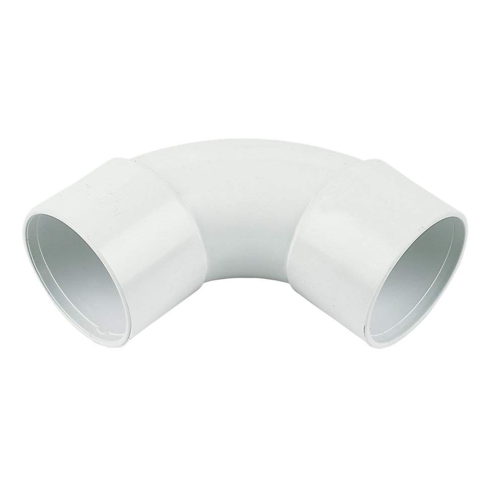 Solvent Weld White 40mm (43mm) Waste Pipe Swept Bend - Pack of 2