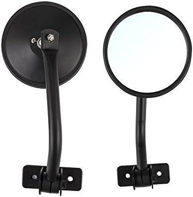 Santu Quick Release Mirror Textured Black Round for 97-17 Jeep Wrangler tj jk jku (Texture Black Round)