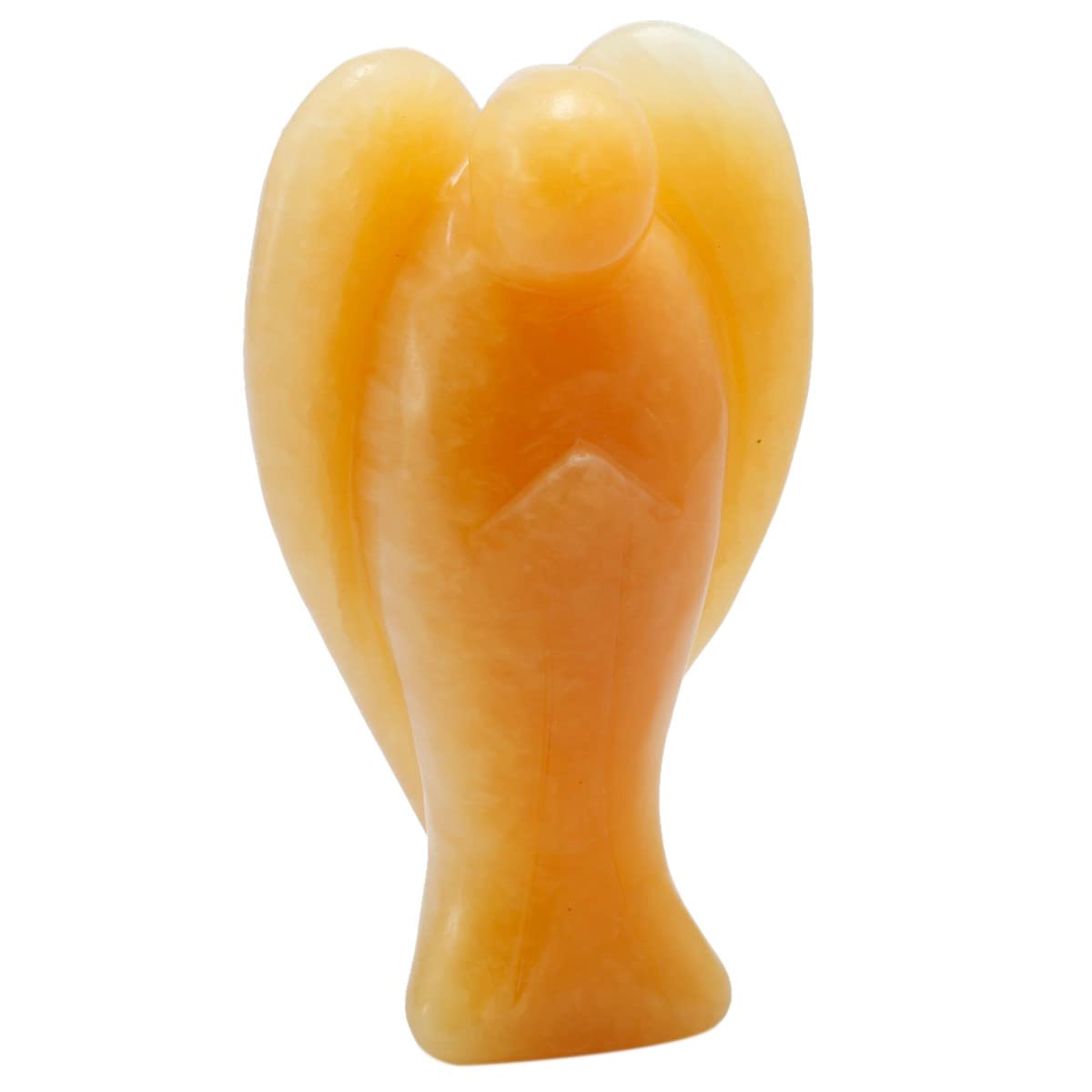 KYEYGWO Yellow Jade Angel Gemstone Crystal Guardian Angel Statues, Pocket Peace Angel Lucky Charm Reiki Fengshui Desk Ornaments 2.75"