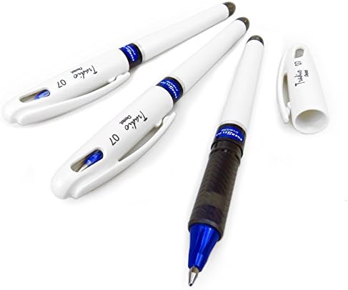 Pentel EnerGel Tradio Refillable Ink Rollerball Pen - 0.7mm - Pack of 3 (White barrel - Blue ink)
