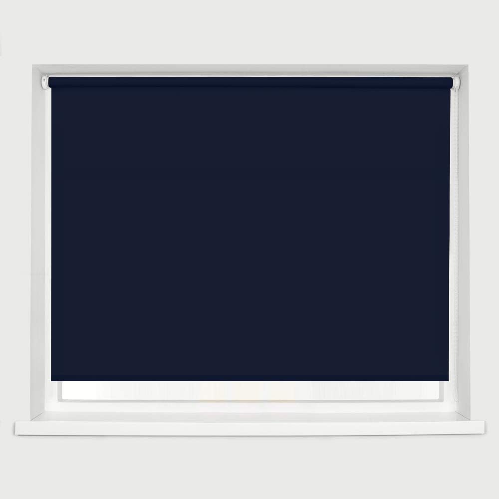 Plain Straight Edge Roller Blind - Many Colours & Sizes - Trimmable - Easy Fit - Navy 60cm x 165cm