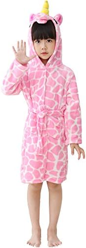 LANTOP Kid Soft Bathrobe Comfy Unicorn Flannel Robe Hooded All Seasons Gift