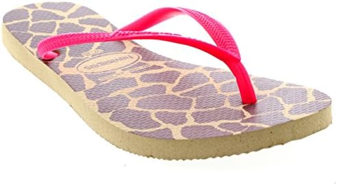 Womens Haviannas Slim Animal Beach Vacation Sandal Summer Flip Flop - Sand Gray/Pink - 10/11