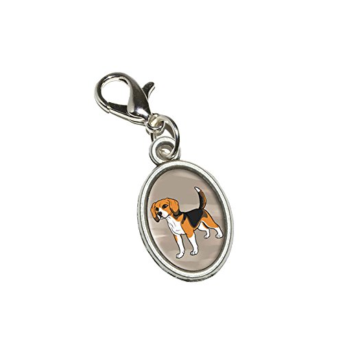 Graphics and More Beagle - Pet Dog Antiqued Bracelet Pendant Zipper Pull Oval Charm with Lobster Clasp