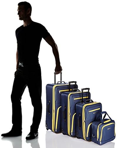 Rockland Journey Softside Upright Luggage Set, Expandable, Navy,