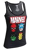 Marvel Comics Avengers Faces Distressed Racer Back Tank Top for women
