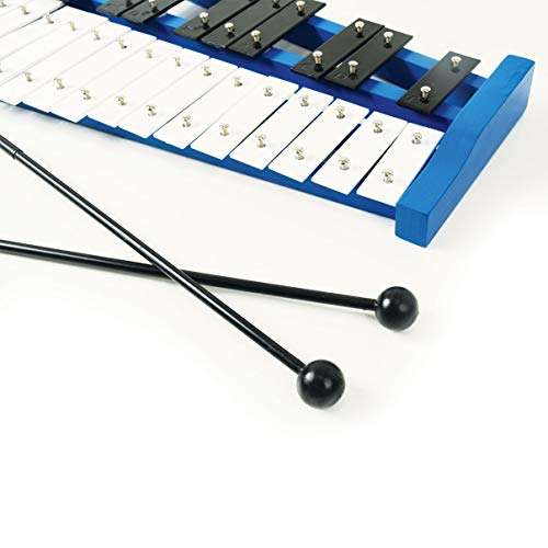 Professional Blue Wooden Soprano Glockenspiel Xylophone with 25 Metal Keys for Adults and Kids