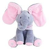 Mefashion Peek-a-Boo Elephant Animated Talking Singing Stuffed Plush Elephant Stuffed Doll Toys Kids Gift Present Boys & Girls Birthday Xmas Gift