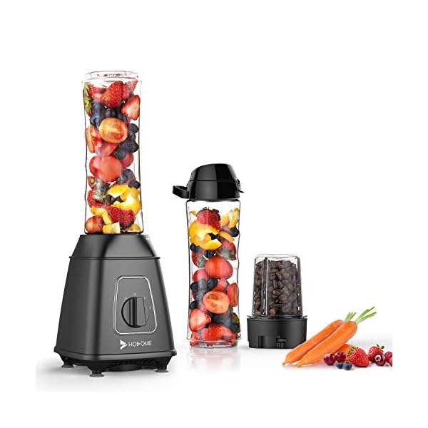 Hosome Blender, Smoothie Blender Multi-Speed, 6 Stainless Steel Blades, 3 BPA-Free Tritan Portable Bottles, Anti-Slip Base for Fruit, Vegetable, Smoothie, Juices, Baby Food, Ice Cube, Coffee Beans