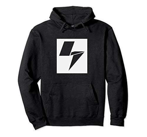 Power Bolt Logo Hazard Bolt Outline White Hoodie Power By