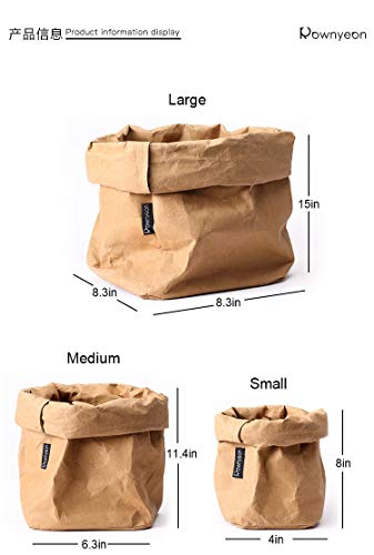 Rownyeon Cosmetic Organizer Makeup Brush Cup Holder Travel Portable Kraft Paper Bags, Pencil Pen Case for Desk Reusable Washable Stationery Bag - Thumbnail 5