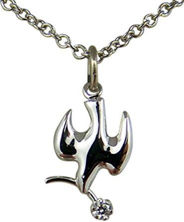 Silver Tone Holy Spirit Dove Baby Medal Pendant Necklace, 1/2 Inch