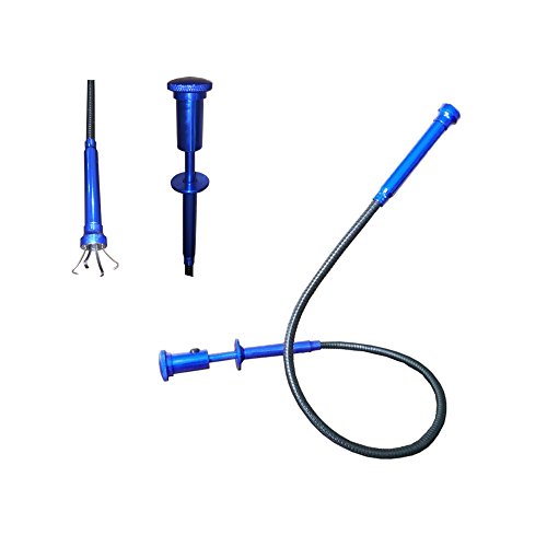 Directional four-claw magnetic pick-up tool with bright LED light retractable magnet pickup for any orientation. (blue)