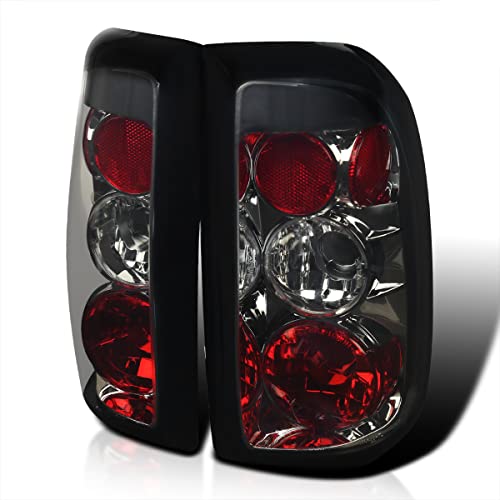 Smoke Lens Tail Light Assembly Pair For 1997-2004 Dodge Dakota - Factory Style Replacement, ABS Plastic Housing