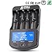 18650 Smart Battery Charger Universal Intelligent Charger LCD Display for 26650 18350 17670 18700 21700 20700 Li-ion IMR INR ICR Ni-MH Ni-Cd AAA AA Batteries(4 Slot Discharge Function)