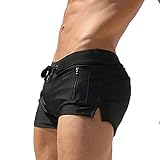 TONLEN Mens Swimwear Short Swim Trunks with Zipper Pocket