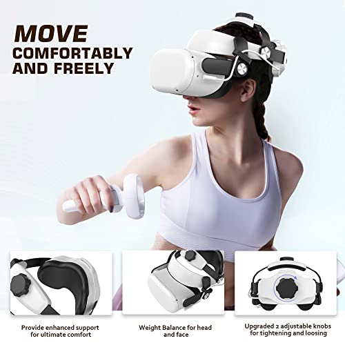 Head Strap for Meta/Oculus Quest 2 with 5300mAh Battery Pack, Replaceable Power Bank Extend Playtime, Enhanced Support & Gaming Immersion & Balance Weight Design in VR Accessories for Adults & Kids