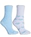 MinxNY - 2 Pair Pack of Kissables Lavender Infused Chenille Slipper Socks-Blue and White with Blue Hearts, One Size Fits Most