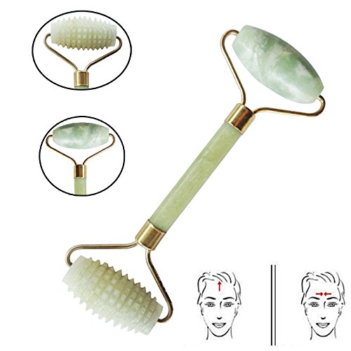 Carejoy Jade Roller Massager Two Rounds Eye and Face Massaging Slimming Tool Beauty Care Skin Rejuvenates Anti-Aging Device
