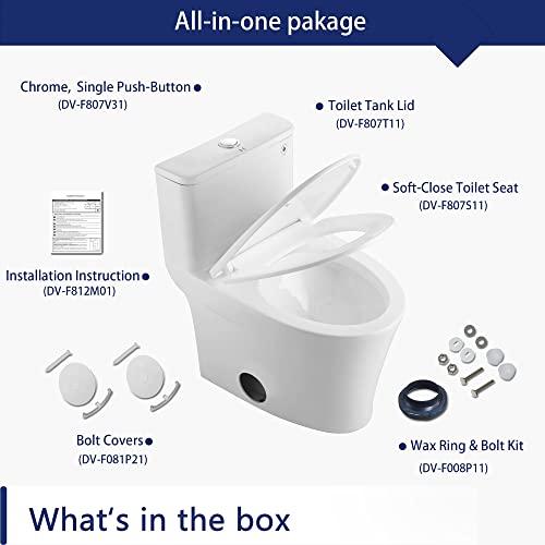 DeerValley DV1F52807 One Piece Toilet Elongated,Small Toilet Compact