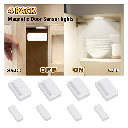 Amagle 4 Pack Door Sensor Wireless Closet Light Stick Led Puck