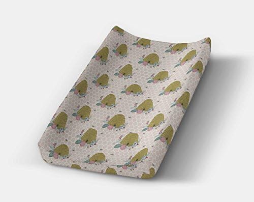 Beehive Changing Pad Cover Wooodland Nursery Bumble Bee Baby Handmade from 100% NonToxic USA Cotton