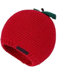 LANGZHEN Baby Girls Winter Hat Knit Beanie Hat for Fall Toddler Kids Cute Warm Cap (red-Apple, M(48-50CM/18.9