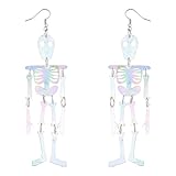 Lux Accessories White AB Skeleton Body Halloween Dress Up Dangle Earrings
