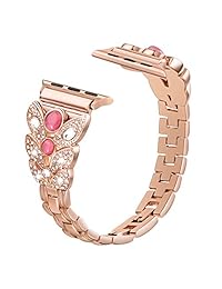 Sangaimei Bling Gemstone 1.496 in correa de reloj compatible con Apple Watch Series 3 Series 2 Series 1 Samsung Gear Series 3 correa de metal de acero inoxidable